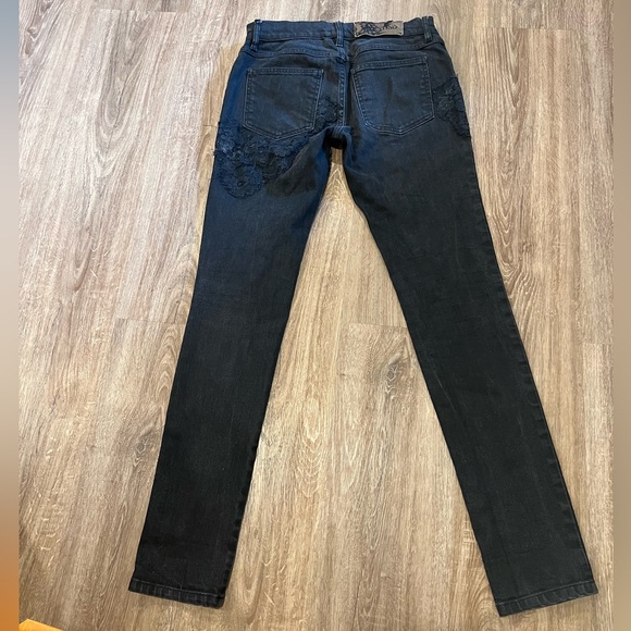 Valentino Black Denim Lace Trimmed Jeans - Picture 15 of 16